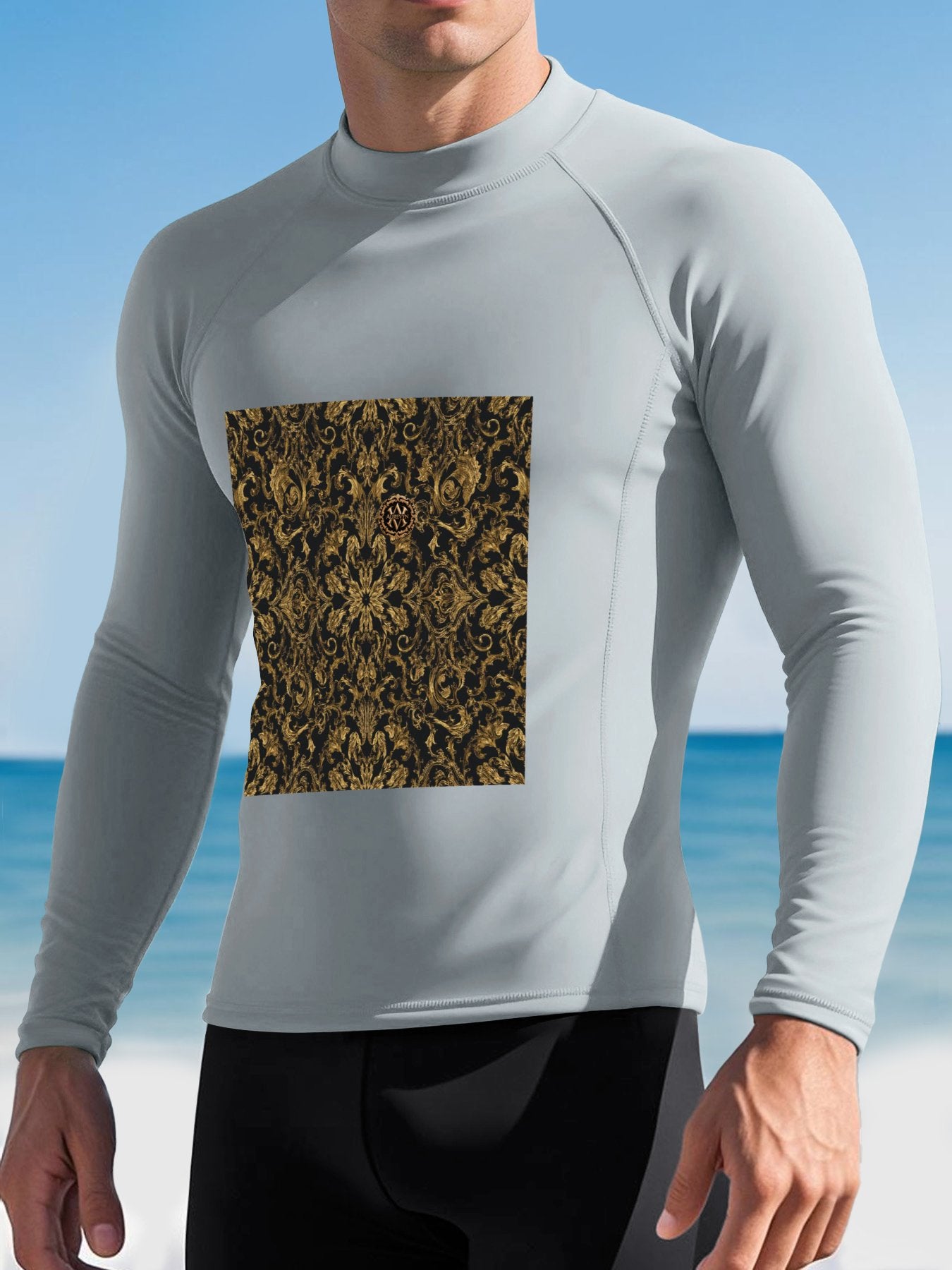 DTF 200gsm Men's Long-Sleeve Surfing Top(Front Printing)