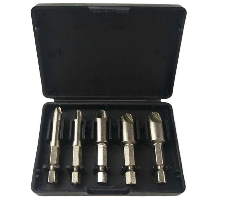 Extractor de Tornillos de Acero de Alta Velocidad – Set de 5 Piezas con Caja