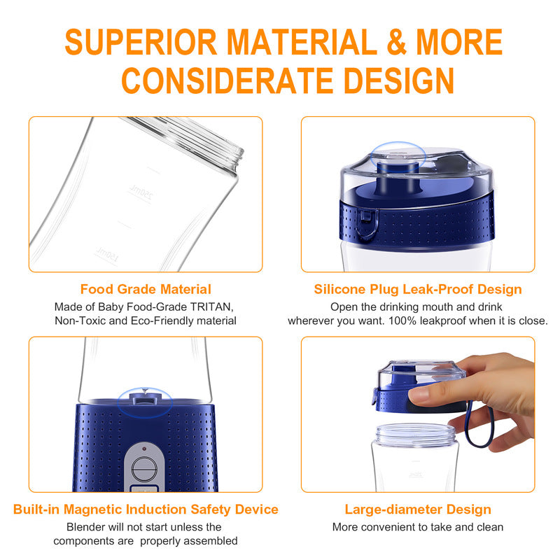 Batidora portátil para batidos y batidos — Vaso batidor de frutas de viaje de tamaño personal con USB recargable