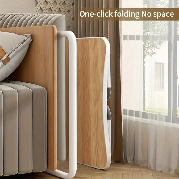 Mesa Plegable Multiuso con Portavasos y Cajón Oculto