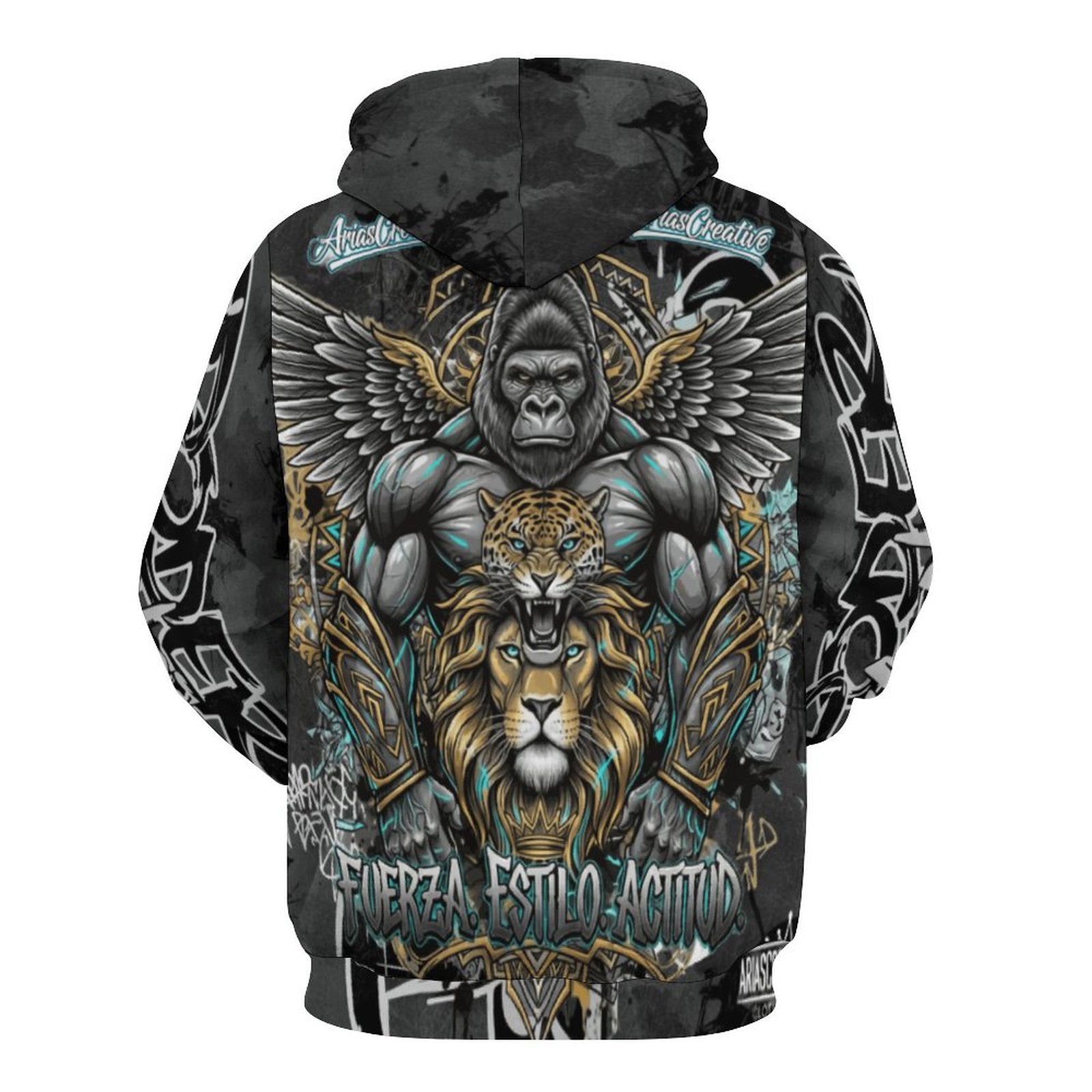 Sudadera con Capucha, Hoodie Monocromo “PODER SILENCIOSO” con Animales Salvajes – Edición Limitada AriasCreative