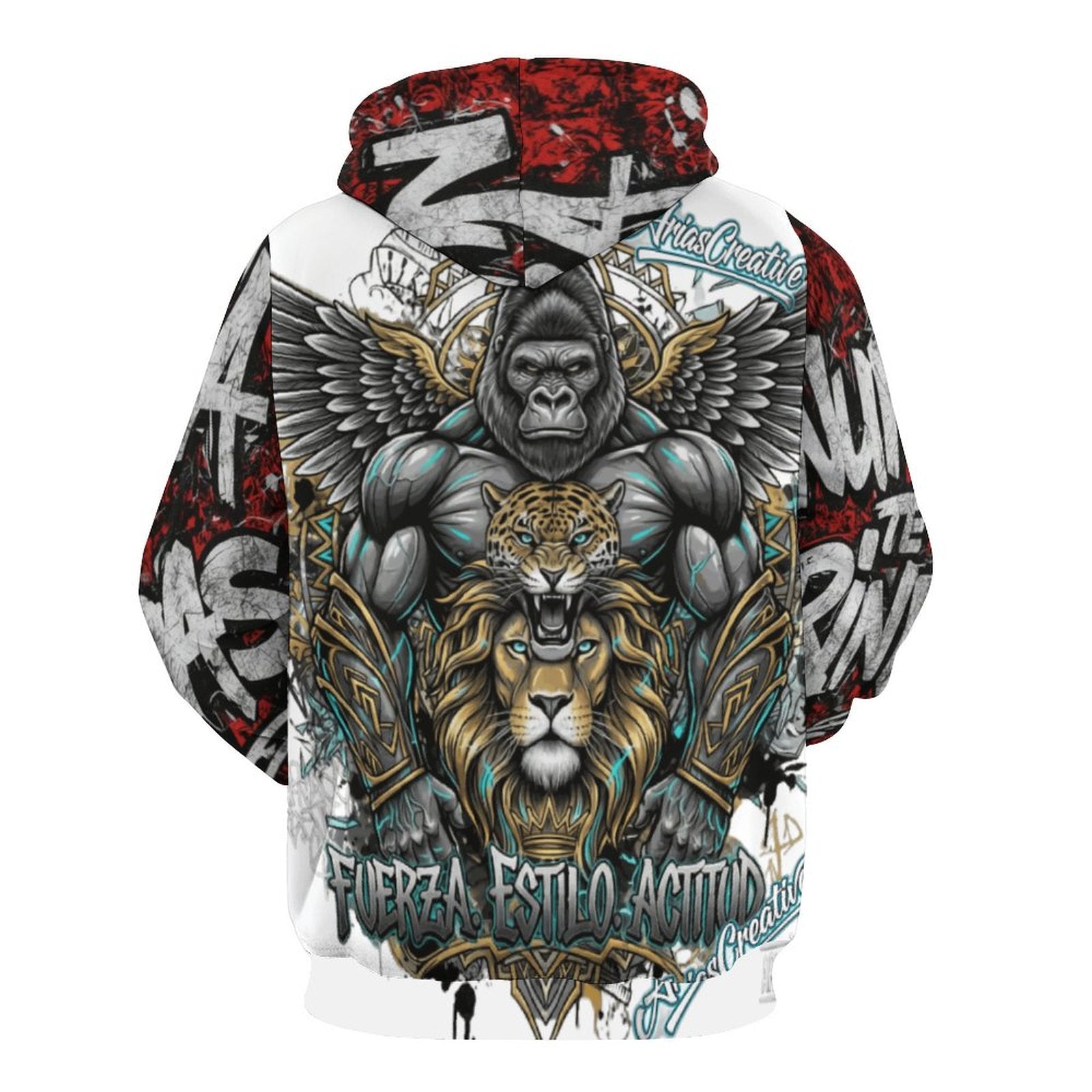 Sudadera con Capucha  “NUNCA TE RINDAS” – Rojo, Plata y Negro | AriasCreative (Edición Limitada)