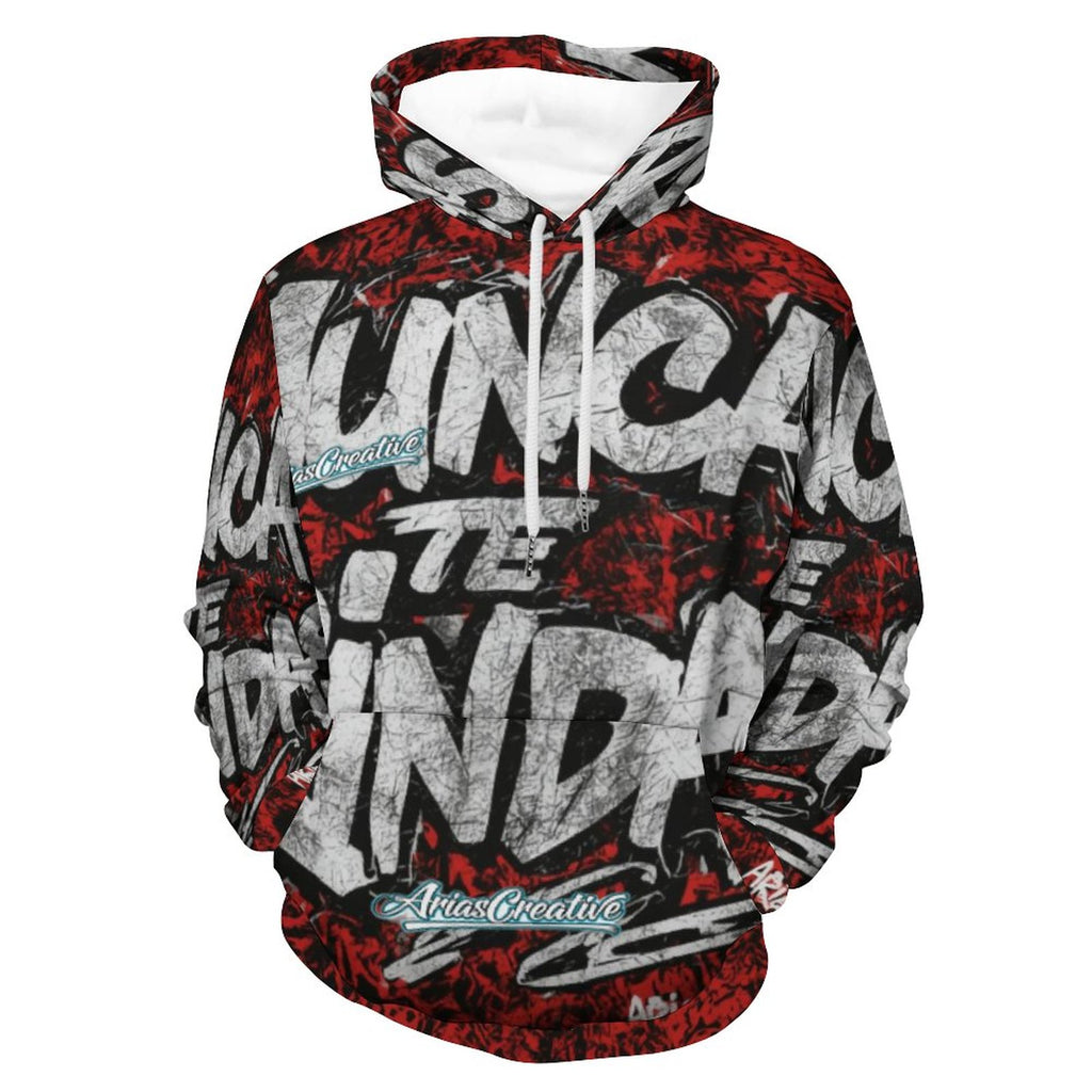 Sudadera con Capucha  “NUNCA TE RINDAS” – Rojo, Plata y Negro | AriasCreative (Edición Limitada)